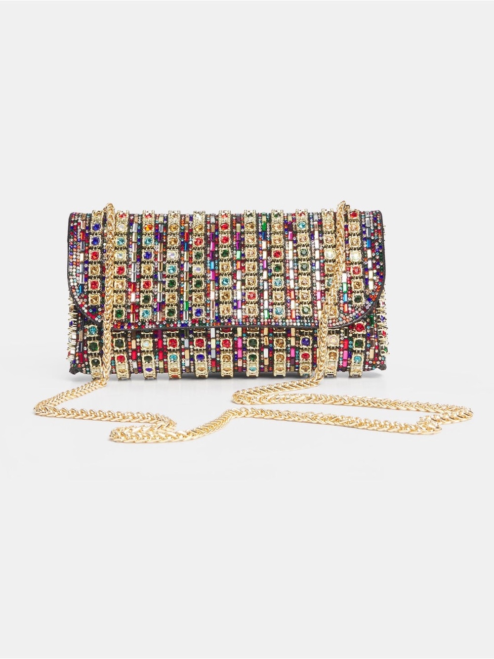 LAURA MULTI-COLOURED STONE ENVELOPE CLUTCH